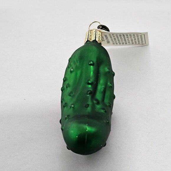 Old World Christmas Pickle Ornament 3" blown glass green holiday 1990s nostalgia - Picture 4 of 7